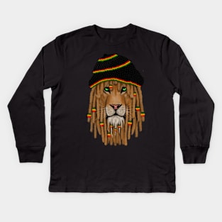 Brave Rasta Lion, Ethiopian, Judah Kids Long Sleeve T-Shirt